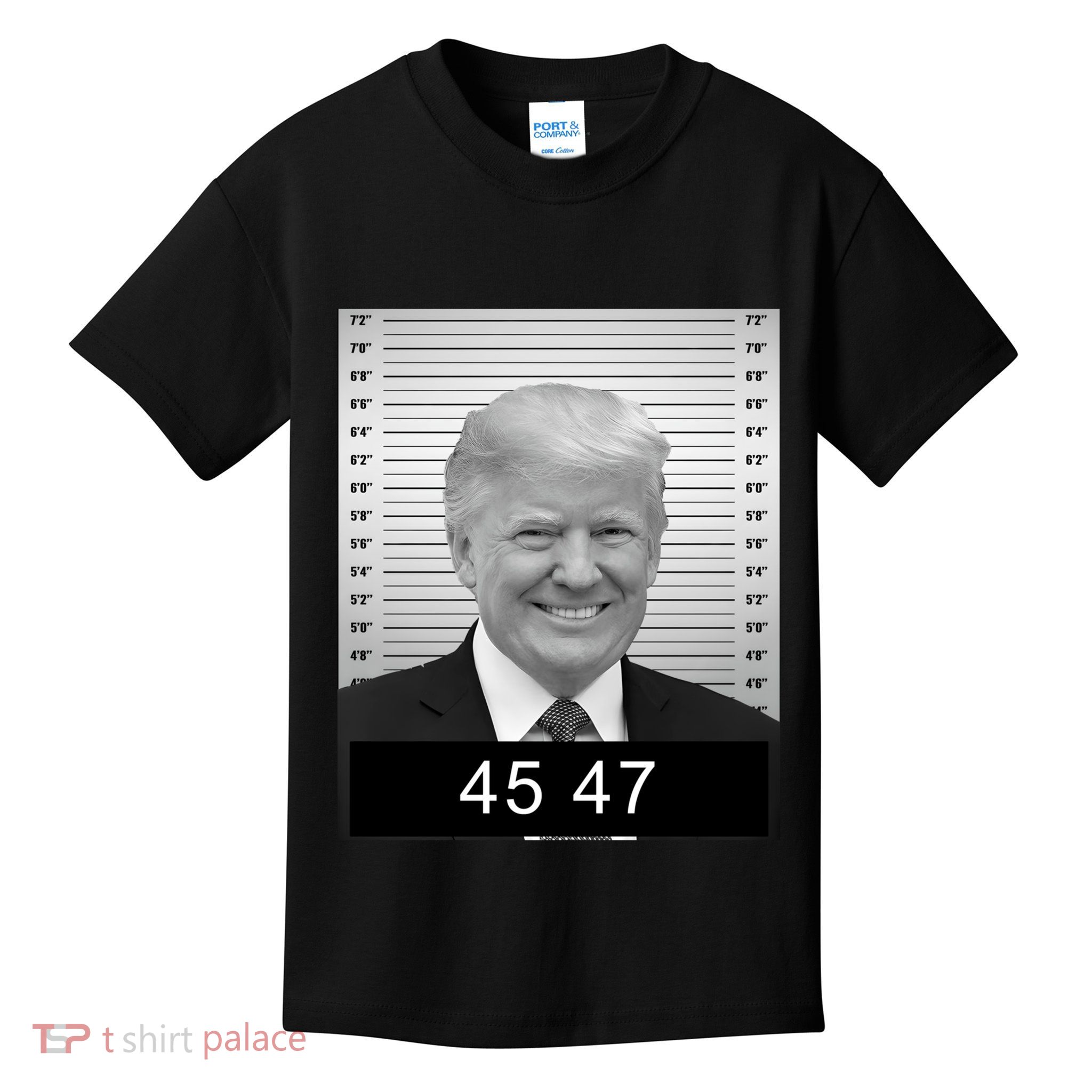 4547 Trump President 45 And 47 Trump Mugshot Kids T-Shirt