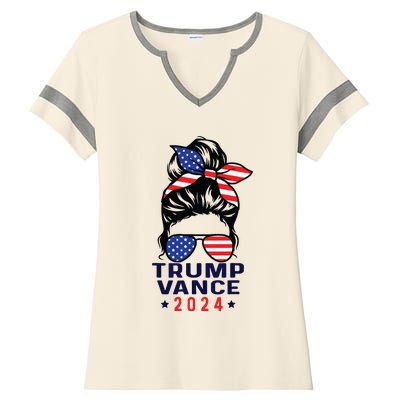 47 Trump Vance 2024 Vp America Election Women Girl Ladies Halftime Notch Neck Tee