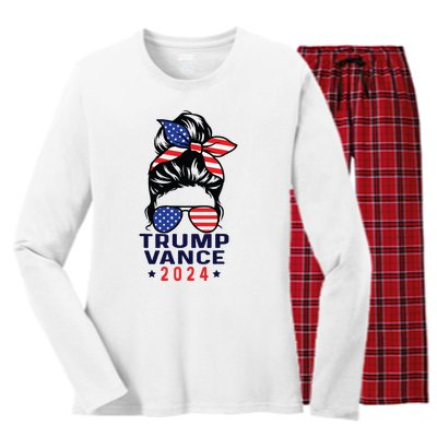 47 Trump Vance 2024 Vp America Election Women Girl Women's Long Sleeve Flannel Pajama Set 