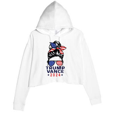 47 Trump Vance 2024 Vp America Election Women Girl Crop Fleece Hoodie