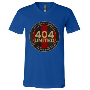 404 United Atlanta Soccer Fan City Too Busy To Hate Emblem V-Neck T-Shirt