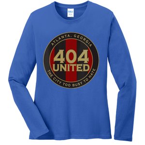 404 United Atlanta Soccer Fan City Too Busy To Hate Emblem Ladies Long Sleeve Shirt