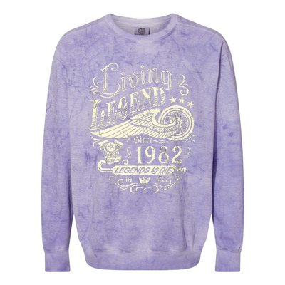 41st vintage Birthday 41 Living Legend Never Die 1982 Birthday Colorblast Crewneck Sweatshirt