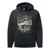 41st vintage Birthday 41 Living Legend Never Die 1982 Birthday Performance Fleece Hoodie