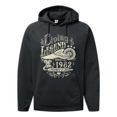 41st vintage Birthday 41 Living Legend Never Die 1982 Birthday Performance Fleece Hoodie