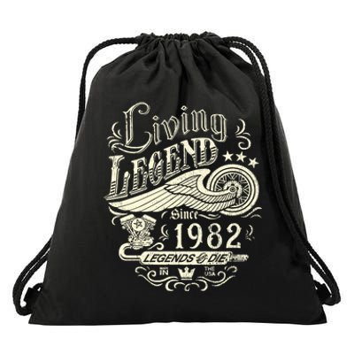 41st vintage Birthday 41 Living Legend Never Die 1982 Birthday Drawstring Bag