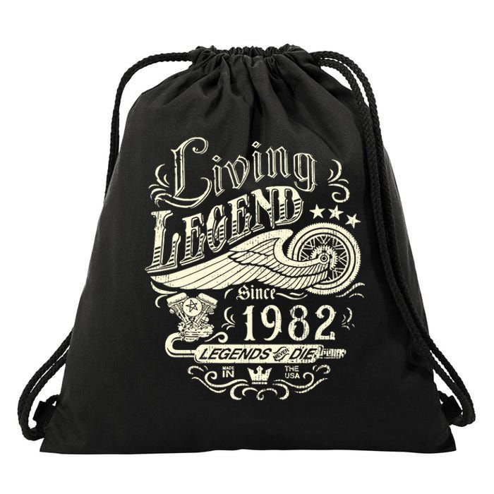 41st vintage Birthday 41 Living Legend Never Die 1982 Birthday Drawstring Bag