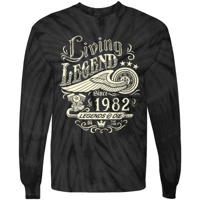 41st vintage Birthday 41 Living Legend Never Die 1982 Birthday Tie-Dye Long Sleeve Shirt