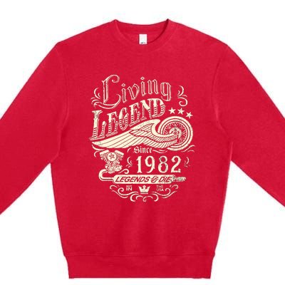 41st vintage Birthday 41 Living Legend Never Die 1982 Birthday Premium Crewneck Sweatshirt