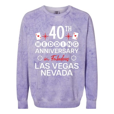 40th Wedding Anniversary In Las Vegas 40 Years Married Colorblast Crewneck Sweatshirt