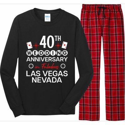 40th Wedding Anniversary In Las Vegas 40 Years Married Long Sleeve Pajama Set