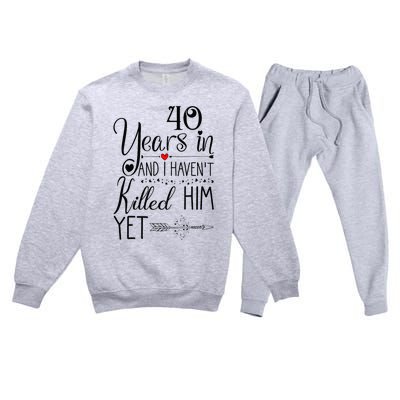 40th Wedding Anniversary For Her Wife 40 Years Of Marriage Premium Crewneck Sweatsuit Set