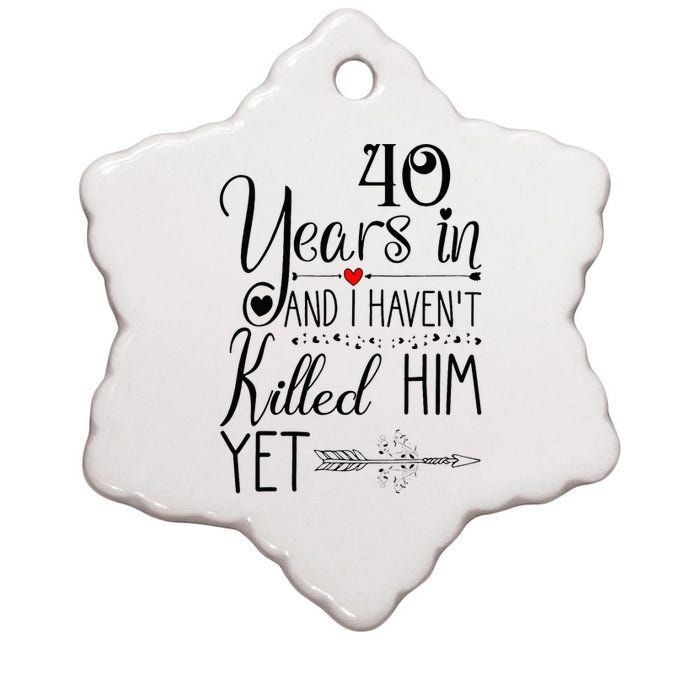 40th Wedding Anniversary For Her Wife 40 Years Of Marriage Ceramic Star Ornament