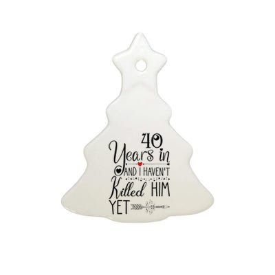 40th Wedding Anniversary For Her Wife 40 Years Of Marriage Ceramic Tree Ornament