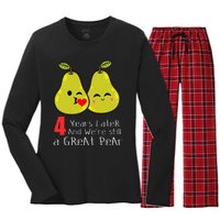 4th Wedding Anniversary Gifts Funny Couples Women's Long Sleeve Flannel Pajama Set 