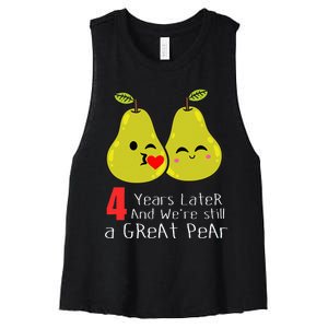 4th Wedding Anniversary Gifts Funny Couples Women's Racerback Cropped Tank