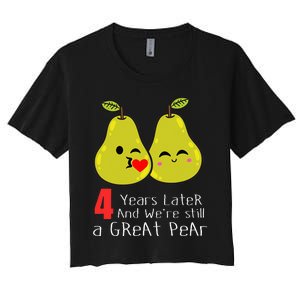 4th Wedding Anniversary Gifts Funny Couples Women's Crop Top Tee