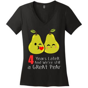 4th Wedding Anniversary Gifts Funny Couples Women's V-Neck T-Shirt