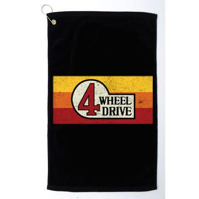 4 Wheel Drive Vintage 4x4 Overland Emblem With Stripes 4wd Funny Gift Platinum Collection Golf Towel