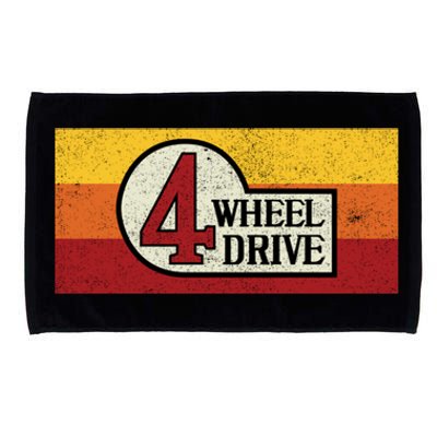 4 Wheel Drive Vintage 4x4 Overland Emblem With Stripes 4wd Funny Gift Microfiber Hand Towel