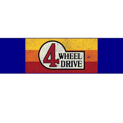 4 Wheel Drive Vintage 4x4 Overland Emblem With Stripes 4wd Funny Gift Bumper Sticker