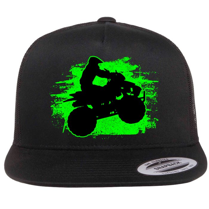 4 Wheeler Quad Bike ATV Riding Gift Flat Bill Trucker Hat