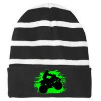 4 Wheeler Quad Bike ATV Riding Gift Striped Beanie with Solid Band