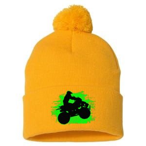 4 Wheeler Quad Bike ATV Riding Gift Pom Pom 12in Knit Beanie