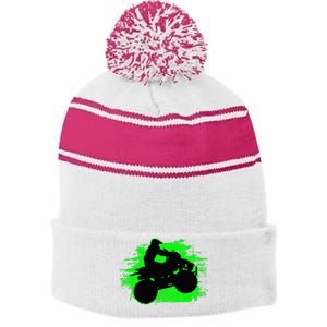 4 Wheeler Quad Bike ATV Riding Gift Stripe Pom Pom Beanie