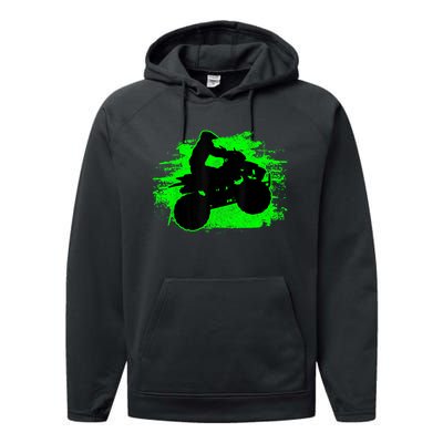 4 Wheeler Quad Bike ATV Riding Gift Men Performance Fleece Hoodie