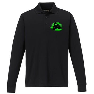 4 Wheeler Quad Bike ATV Riding Gift Men Performance Long Sleeve Polo