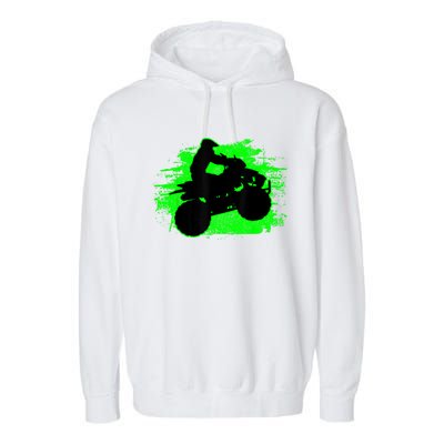 4 Wheeler Quad Bike ATV Riding Gift Men Garment-Dyed Fleece Hoodie