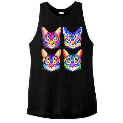 4X Cats - Colorful Portrait Ladies PosiCharge Tri-Blend Wicking Tank