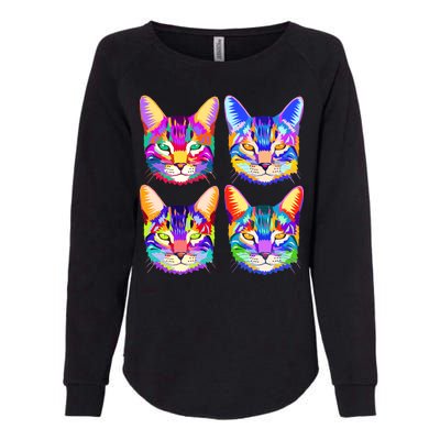 4X Cats - Colorful Portrait Womens California Wash Sweatshirt