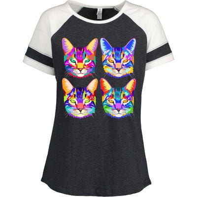 4X Cats - Colorful Portrait Enza Ladies Jersey Colorblock Tee