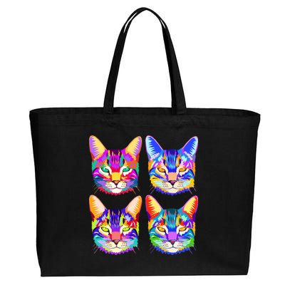 4X Cats - Colorful Portrait Cotton Canvas Jumbo Tote