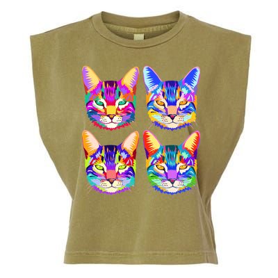 4X Cats - Colorful Portrait Garment-Dyed Women's Muscle Tee