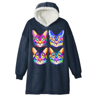 4X Cats - Colorful Portrait Hooded Wearable Blanket