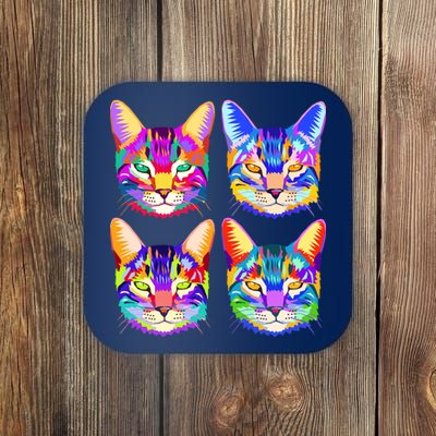 4X Cats - Colorful Portrait Coaster