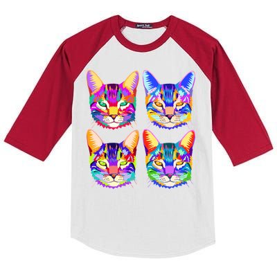 4X Cats - Colorful Portrait Kids Colorblock Raglan Jersey