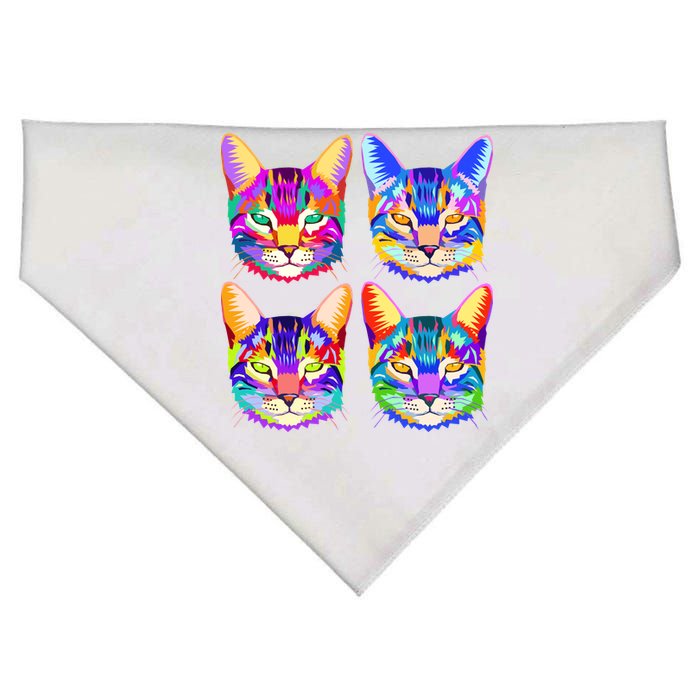 4X Cats - Colorful Portrait USA-Made Doggie Bandana