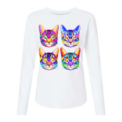 4X Cats - Colorful Portrait Womens Cotton Relaxed Long Sleeve T-Shirt