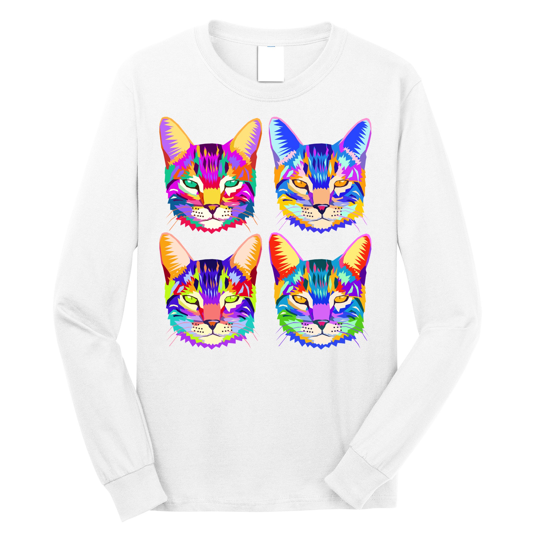 4X Cats - Colorful Portrait Long Sleeve Shirt