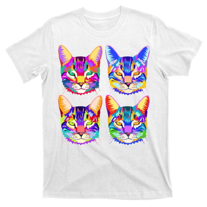 4X Cats - Colorful Portrait T-Shirt