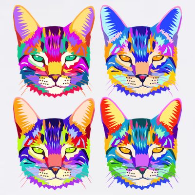 4X Cats - Colorful Portrait T-Shirt