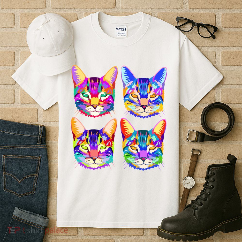 4X Cats - Colorful Portrait Tall T-Shirt