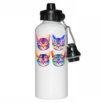 4X Cats - Colorful Portrait Aluminum Water Bottle