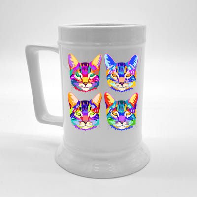 4X Cats - Colorful Portrait Beer Stein