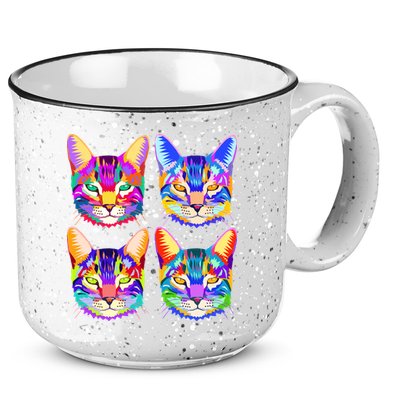4X Cats - Colorful Portrait 15oz Campfire Ceramic Mug