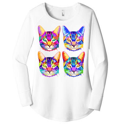 4X Cats - Colorful Portrait Women's Perfect Tri Tunic Long Sleeve Shirt